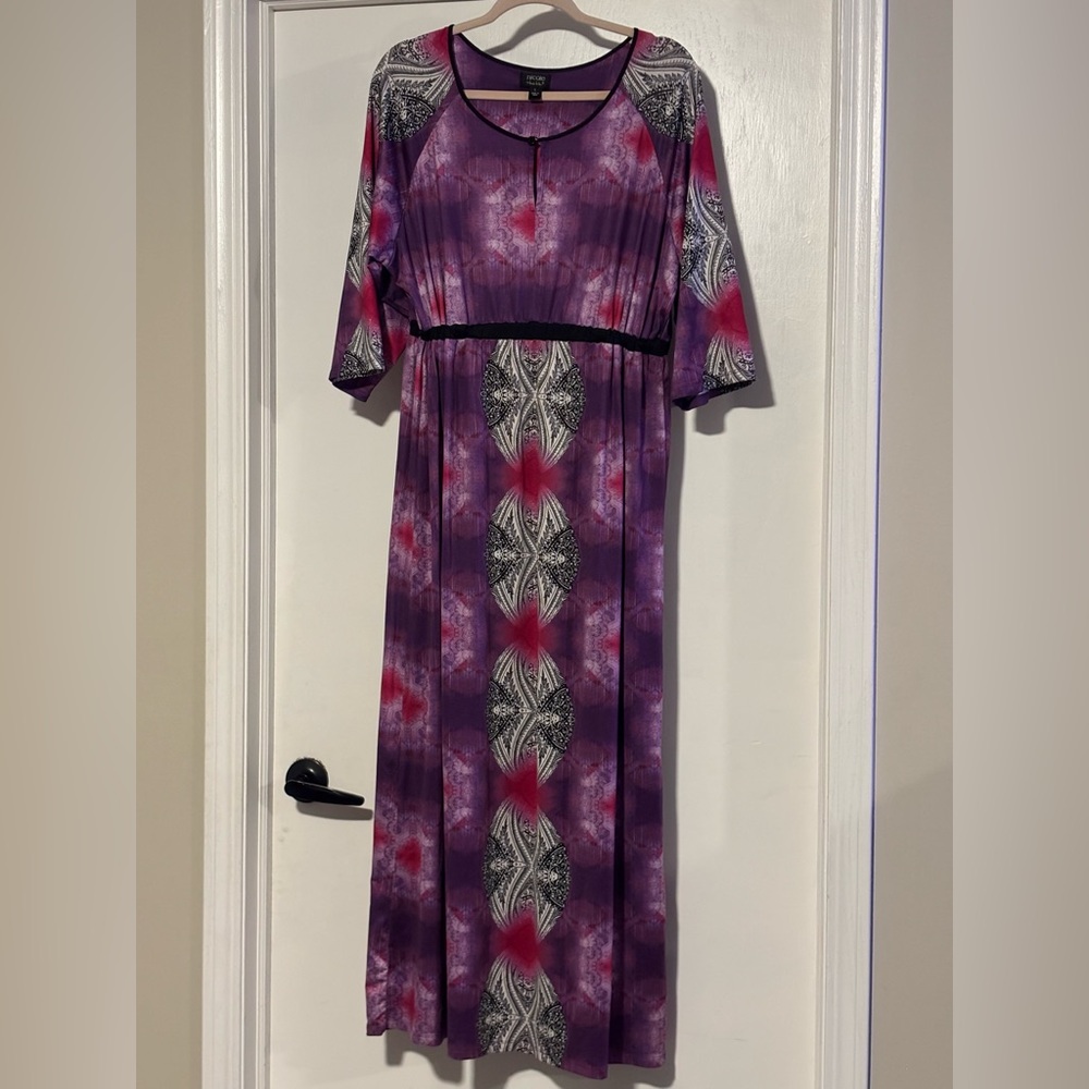 Nicole Purple and Red Patterned Maxi Dress